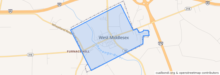 Mapa de ubicacion de West Middlesex.