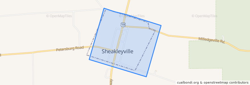 Mapa de ubicacion de Sheakleyville.