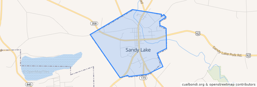 Mapa de ubicacion de Sandy Lake.