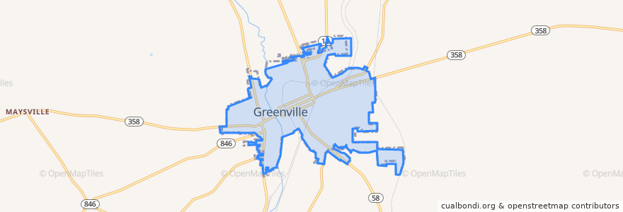 Mapa de ubicacion de Greenville.