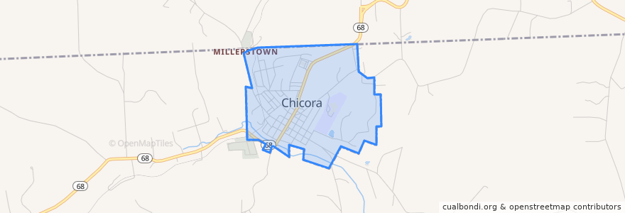 Mapa de ubicacion de Chicora.