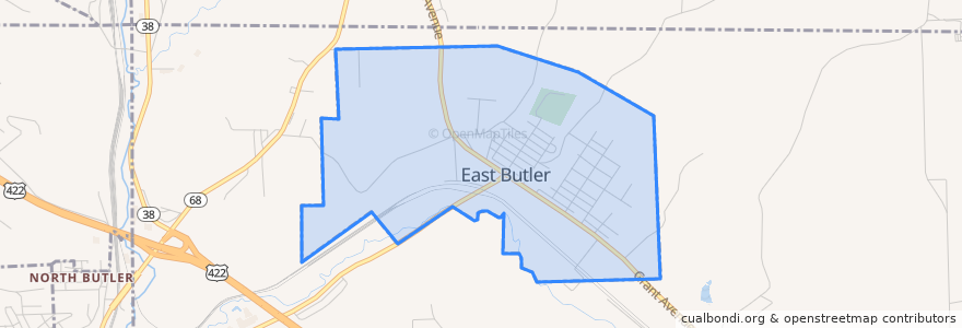 Mapa de ubicacion de East Butler.