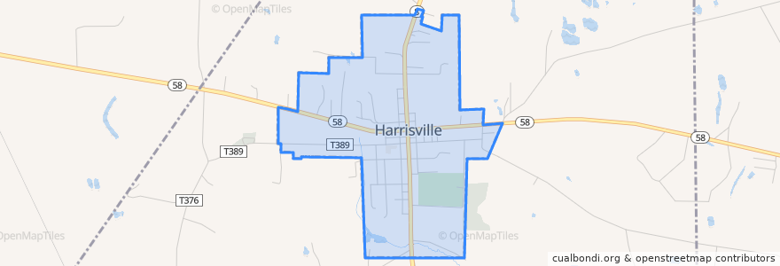 Mapa de ubicacion de Harrisville.