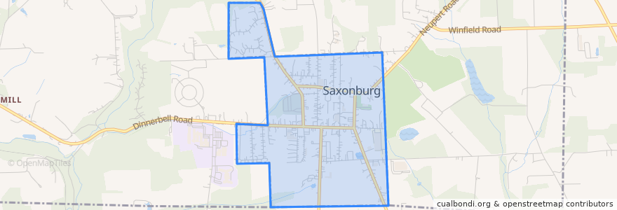 Mapa de ubicacion de Saxonburg.