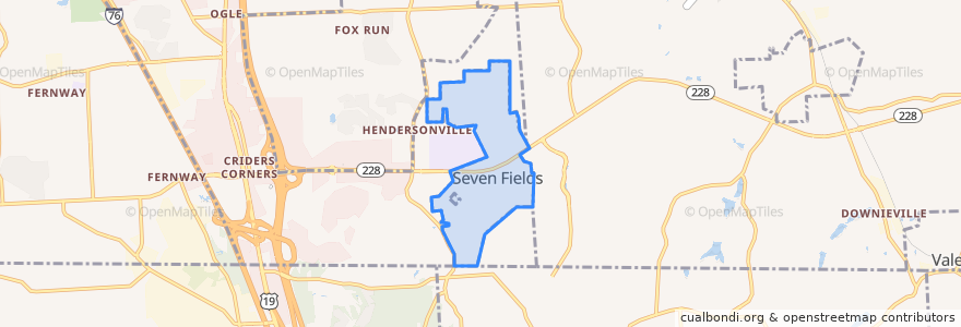 Mapa de ubicacion de Seven Fields.