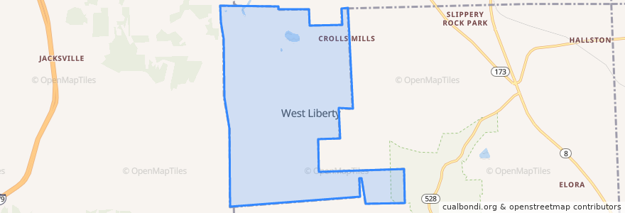 Mapa de ubicacion de West Liberty.