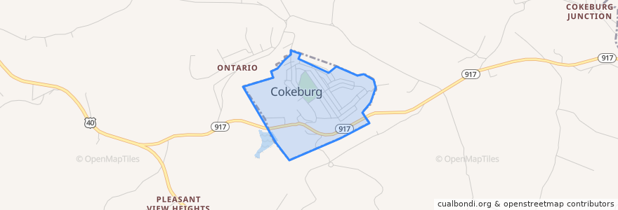 Mapa de ubicacion de Cokeburg.