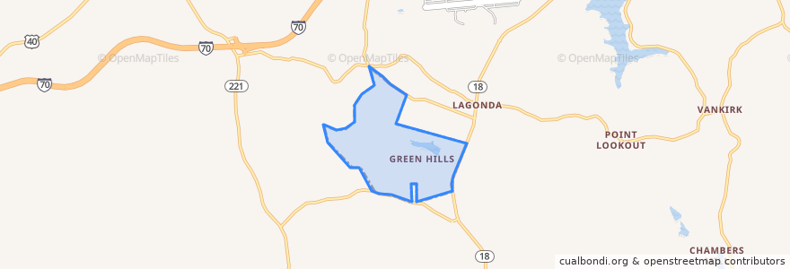 Mapa de ubicacion de Green Hills.