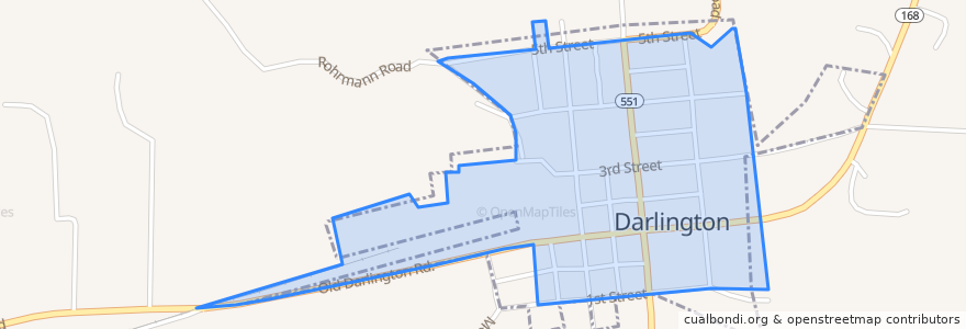 Mapa de ubicacion de Darlington.