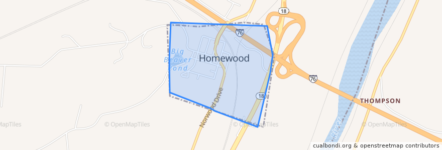 Mapa de ubicacion de Homewood.