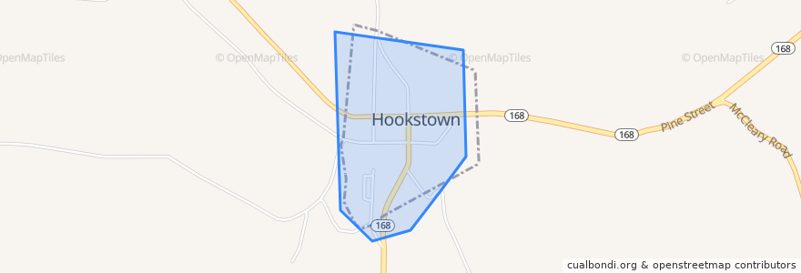Mapa de ubicacion de Hookstown.