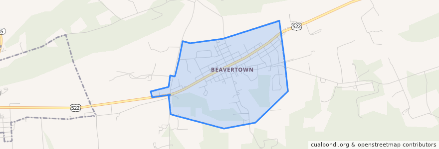 Mapa de ubicacion de Beavertown.