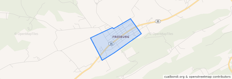 Mapa de ubicacion de Freeburg.