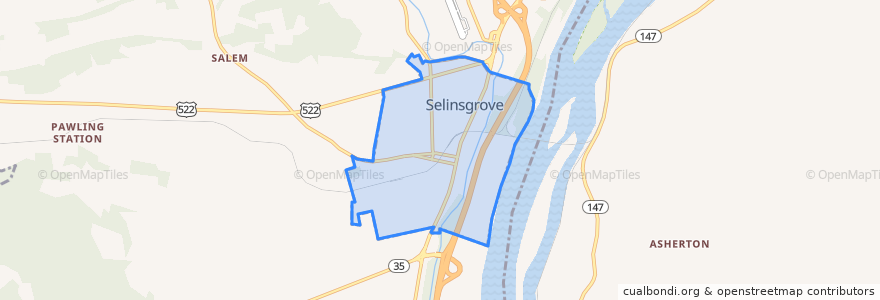 Mapa de ubicacion de Selinsgrove.
