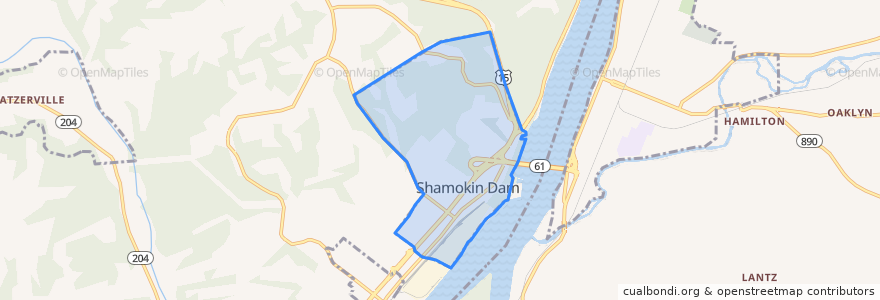 Mapa de ubicacion de Shamokin Dam.