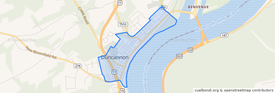 Mapa de ubicacion de Duncannon.