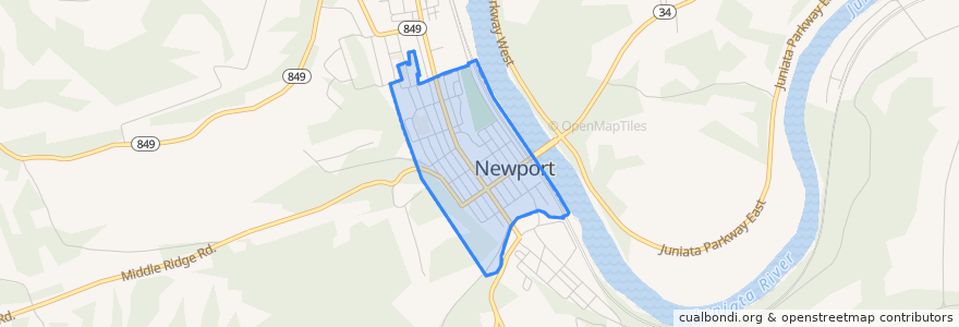 Mapa de ubicacion de Newport.