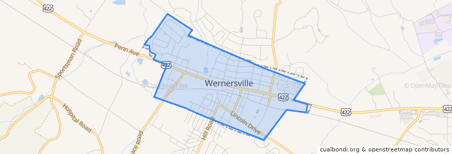 Mapa de ubicacion de Wernersville.