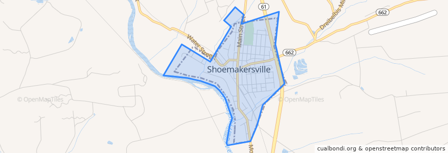 Mapa de ubicacion de Shoemakersville.