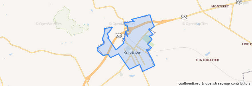Mapa de ubicacion de Kutztown.