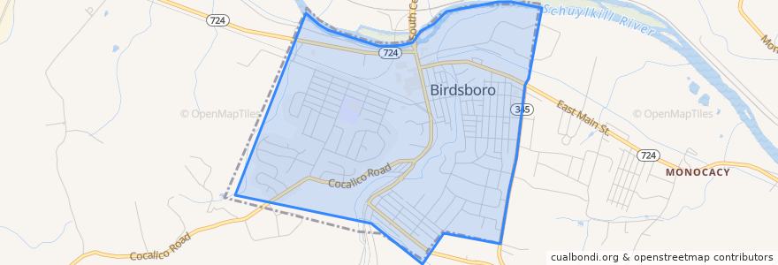 Mapa de ubicacion de Birdsboro.