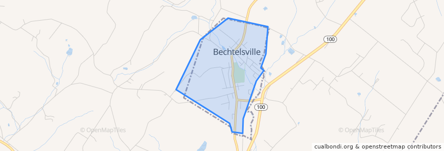 Mapa de ubicacion de Bechtelsville.