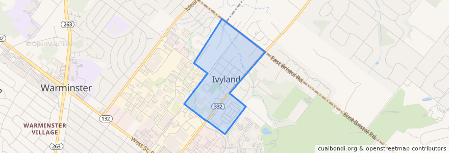 Mapa de ubicacion de Ivyland.