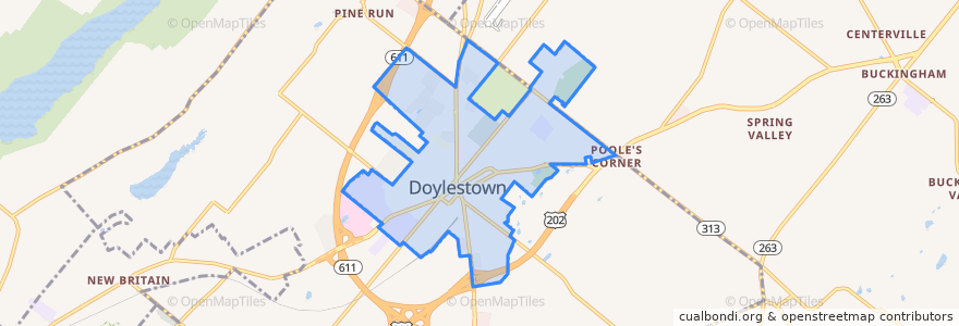 Mapa de ubicacion de Doylestown.