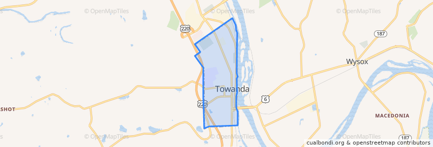 Mapa de ubicacion de Towanda.