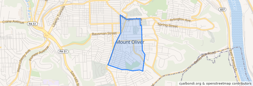 Mapa de ubicacion de Mount Oliver.