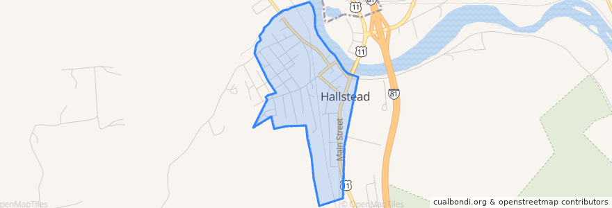 Mapa de ubicacion de Hallstead.