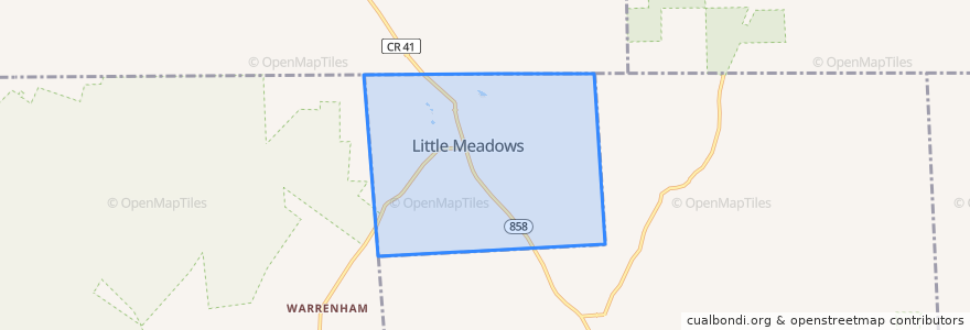 Mapa de ubicacion de Little Meadows.