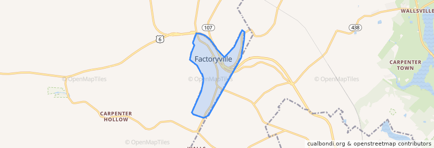 Mapa de ubicacion de Factoryville.