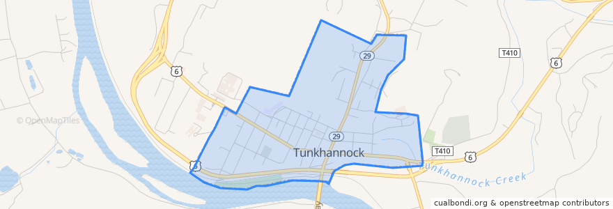Mapa de ubicacion de Tunkhannock.