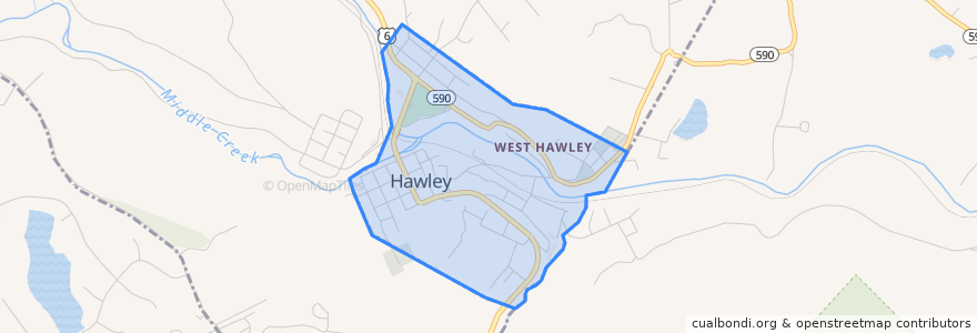 Mapa de ubicacion de Hawley.