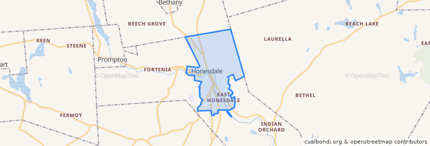 Mapa de ubicacion de Honesdale.