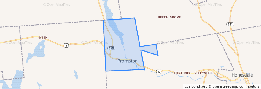 Mapa de ubicacion de Prompton.