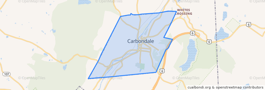 Mapa de ubicacion de Carbondale.