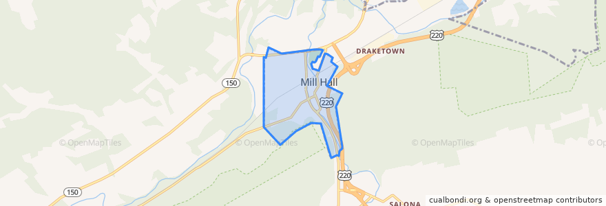 Mapa de ubicacion de Mill Hall.