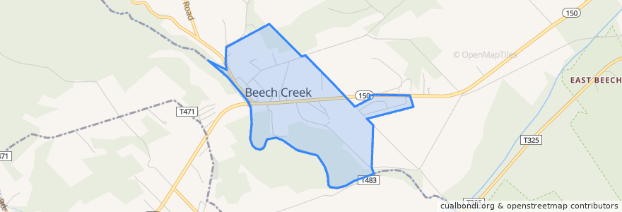 Mapa de ubicacion de Beech Creek.