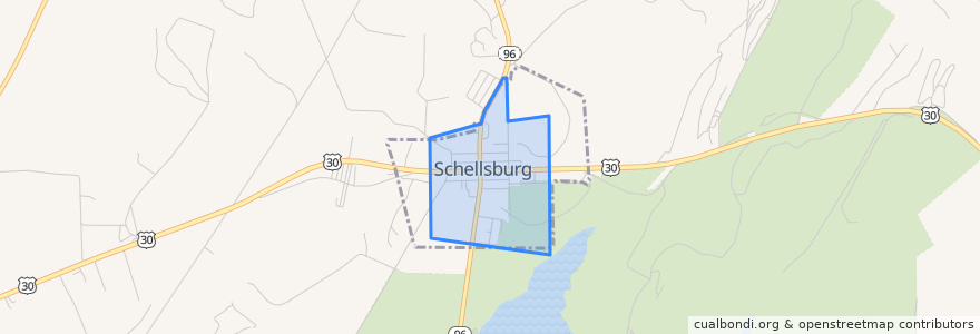 Mapa de ubicacion de Schellsburg.