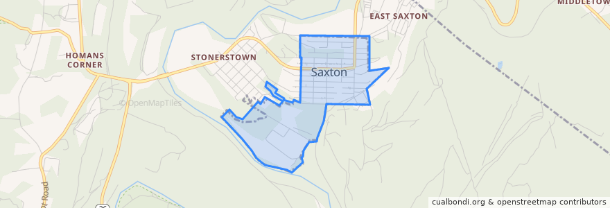 Mapa de ubicacion de Saxton.