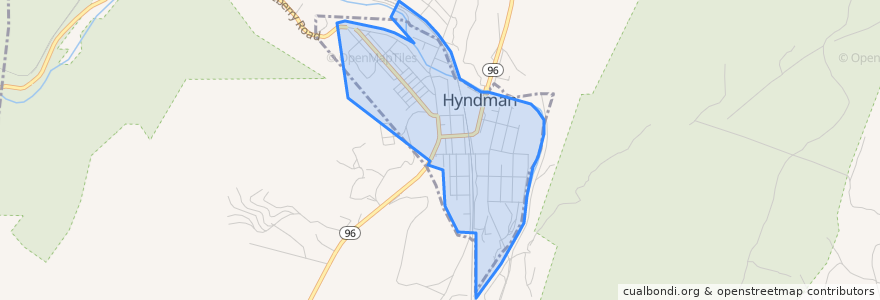 Mapa de ubicacion de Hyndman.