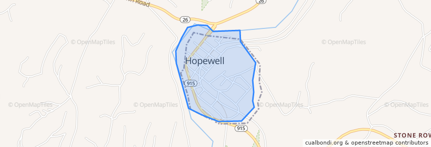 Mapa de ubicacion de Hopewell.