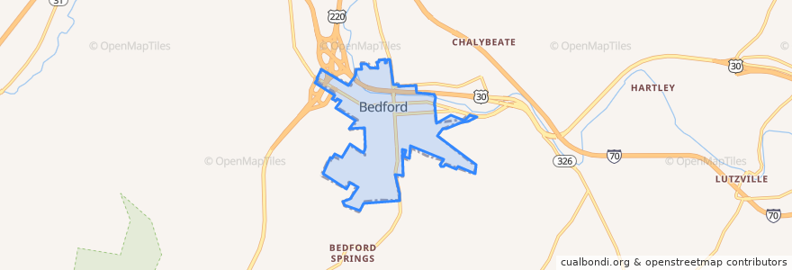 Mapa de ubicacion de Bedford.