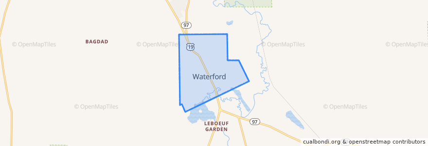 Mapa de ubicacion de Waterford.