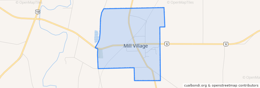 Mapa de ubicacion de Mill Village.