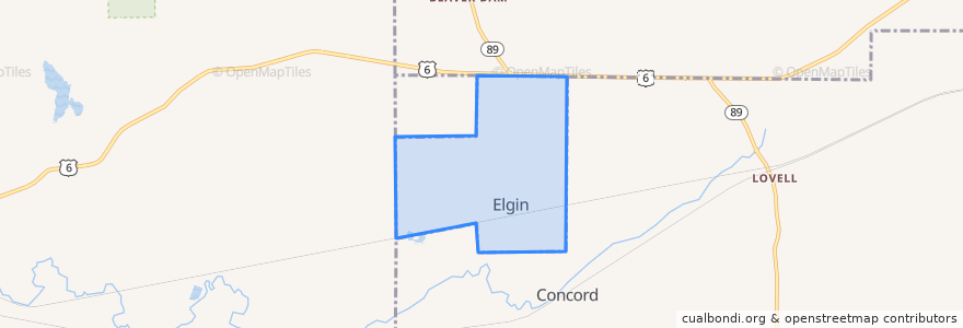 Mapa de ubicacion de Elgin.