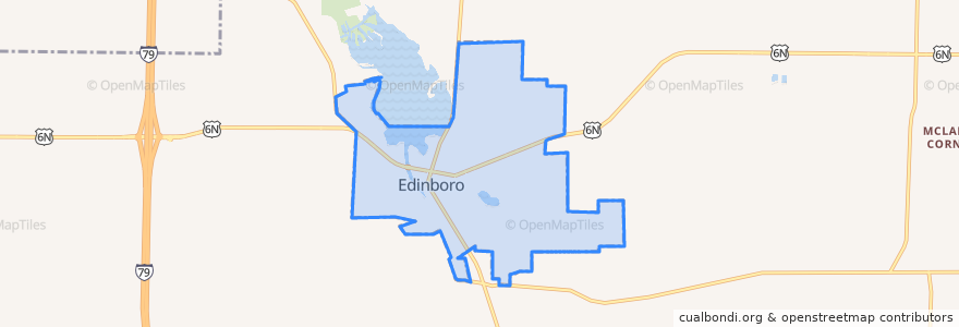 Mapa de ubicacion de Edinboro.