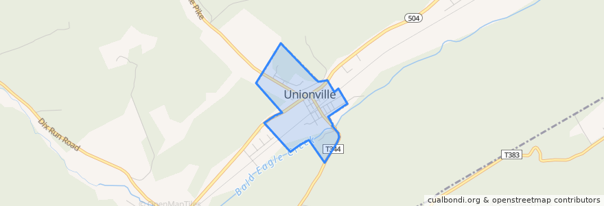 Mapa de ubicacion de Unionville.